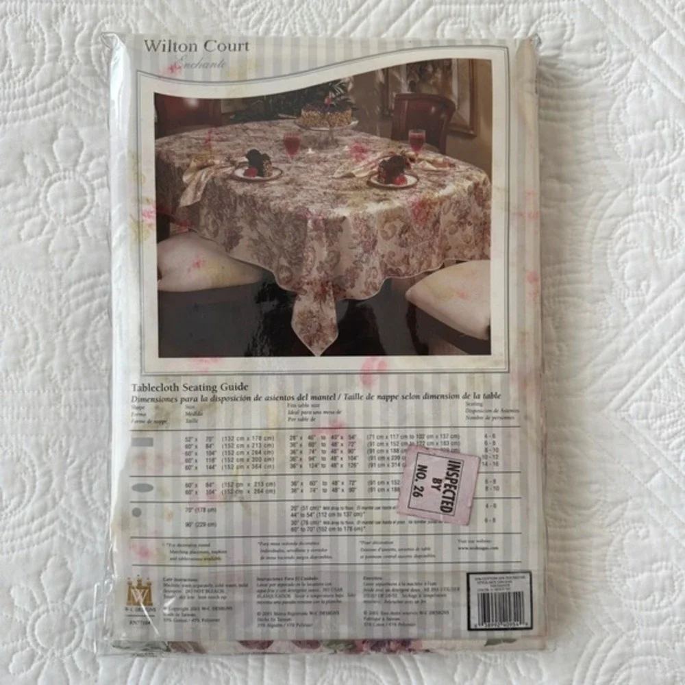 Wilton Court Enchante Floral Damask Rectangular‎ Tablecloth 60x144 Banquet Size